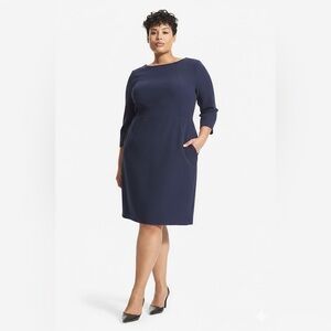 MM Lafleur Etsuko Dress in Recycled WonderTex, Midnight, Pockets 18